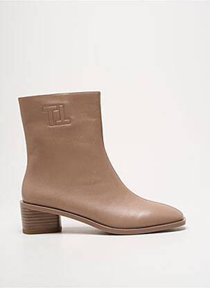 Bottines/boots tissage satiné talon de 4 à 6cm beige TAMARIS femme