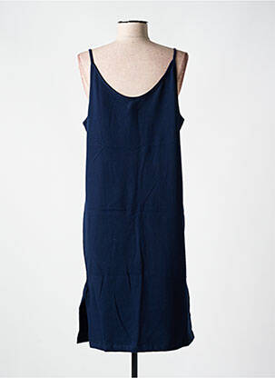 Robe mi-longue col v fines bretelles bleu LAZY & COSY femme