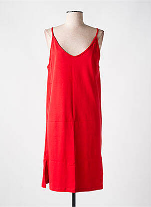 Robe mi-longue col v fines bretelles rouge LAZY & COSY femme