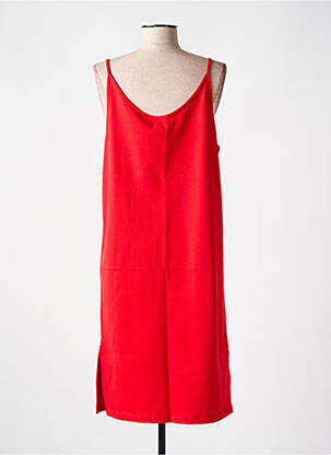 Robe mi-longue col v fines bretelles rouge LAZY & COSY femme