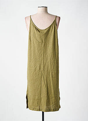 Robe mi-longue col v fines bretelles vert LAZY & COSY femme