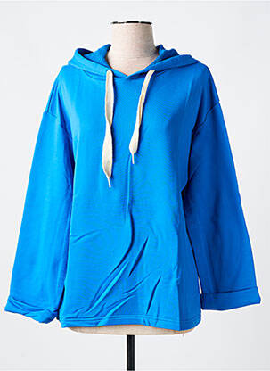 Sweat-shirt à capuche stretch manches longues bleu LAZY & COSY femme