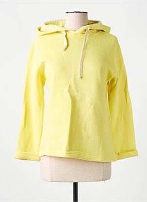 Sweat-shirt à capuche stretch manches longues jaune LAZY & COSY femme