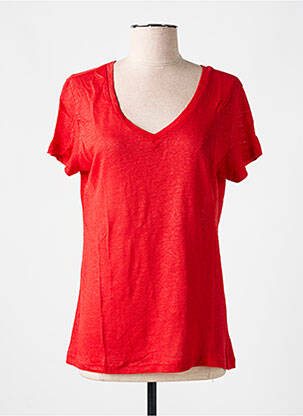 T-shirt col v manches courtes rouge LAZY & COSY femme