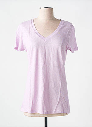 T-shirt col v manches courtes violet LAZY & COSY femme