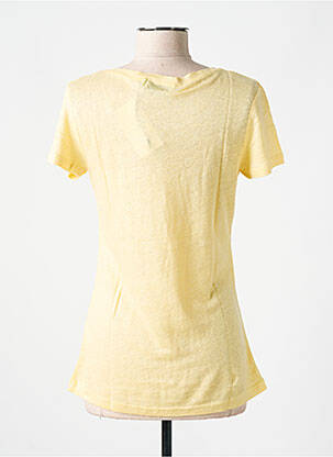 T-shirt col v manches courtes jaune BLEU MARIN femme