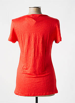 T-shirt col v manches courtes orange LAZY & COSY femme