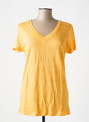 T-shirt col v manches courtes orange clair LAZY & COSY femme