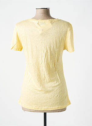 T-shirt col v manches courtes jaune BLEU MARIN femme