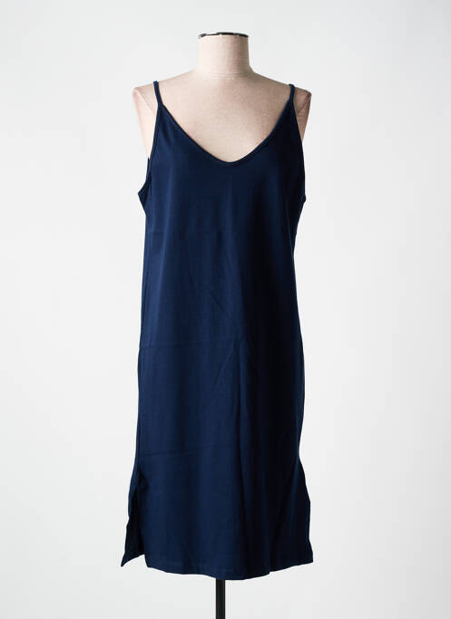 Robe mi-longue col v fines bretelles bleu LAZY & COSY femme