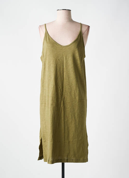Robe mi-longue col v fines bretelles vert LAZY & COSY femme