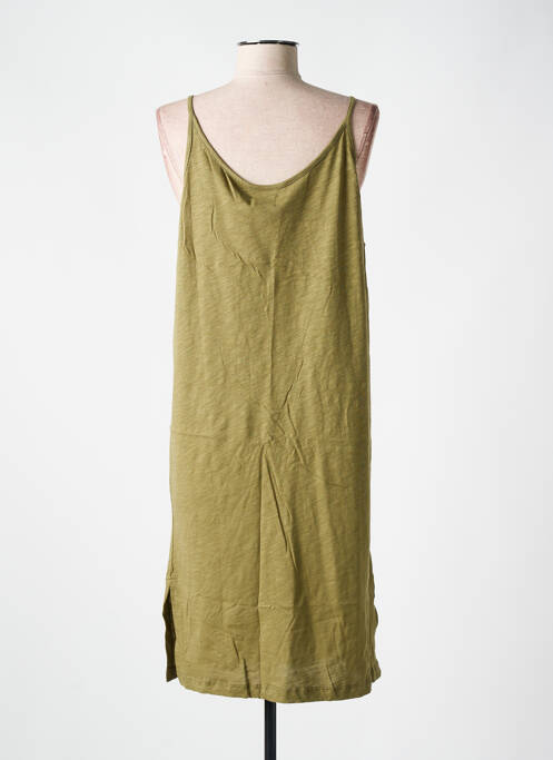 Robe mi-longue col v fines bretelles vert LAZY & COSY femme