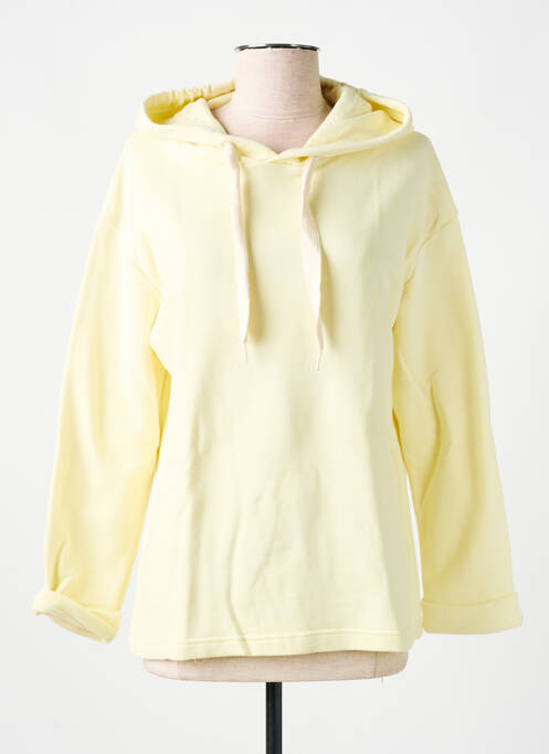 Sweat-shirt à capuche stretch manches longues jaune LAZY & COSY femme