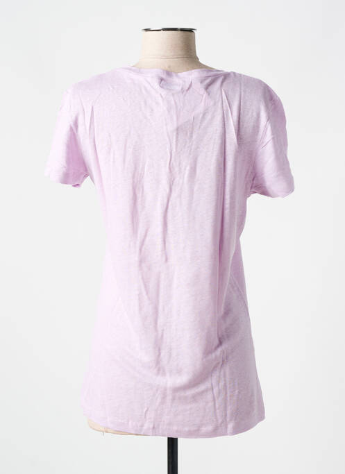 T-shirt col v manches courtes violet LAZY & COSY femme