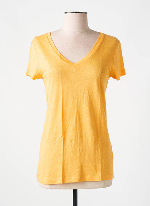 T-shirt col v manches courtes orange LAZY & COSY femme