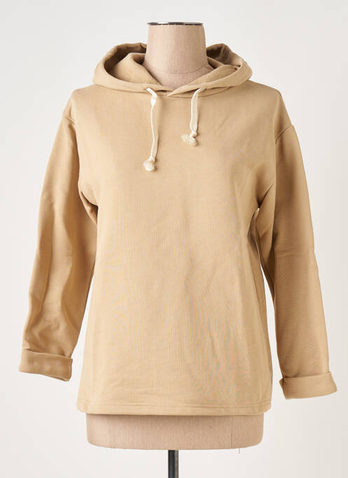 Sweat-shirt à capuche beige LAZY & COSY pour femme
