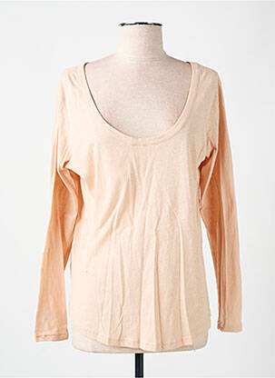 T-shirt col rond manches longues rose LAZY & COSY femme