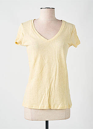 T-shirt col v manches courtes jaune LAZY & COSY femme