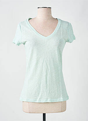 T-shirt col v manches courtes bleu LAZY & COSY femme
