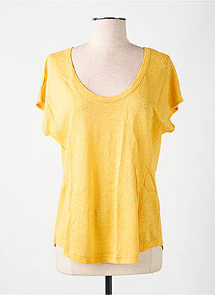 T-shirt col rond manches courtes jaune LAZY & COSY femme
