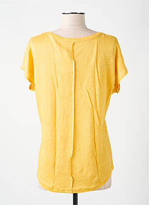 T-shirt col rond manches courtes jaune LAZY & COSY femme