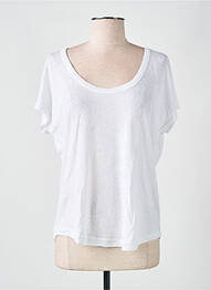 T-shirt col rond manches courtes blanc LAZY & COSY femme