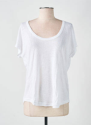 T-shirt col rond manches courtes blanc LAZY & COSY femme