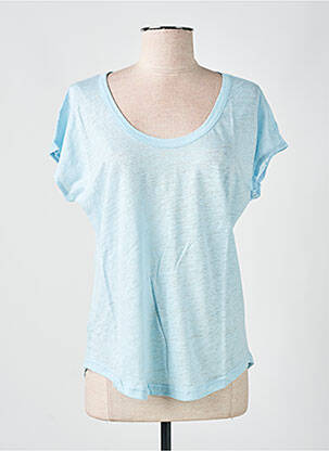T-shirt col rond manches courtes bleu LAZY & COSY femme