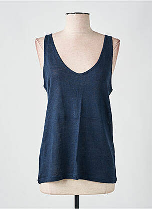 Débardeur col v sans manche bleu fonce LAZY & COSY femme
