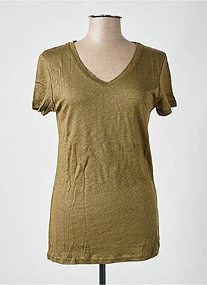 T-shirt col v manches courtes vert LAZY & COSY femme