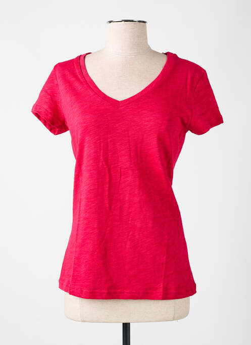 T-shirt col v manches courtes rose LAZY & COSY femme