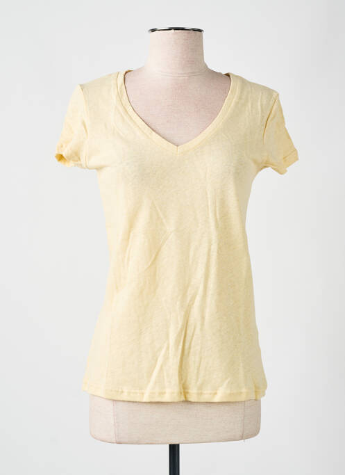 T-shirt col v manches courtes jaune LAZY & COSY femme