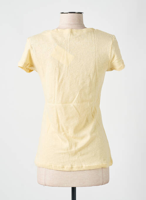 T-shirt col v manches courtes jaune LAZY & COSY femme