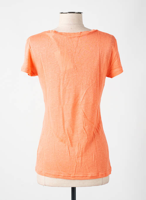 T-shirt col v manches courtes orange LAZY & COSY femme