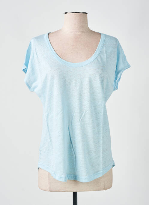 T-shirt col rond manches courtes bleu LAZY & COSY femme