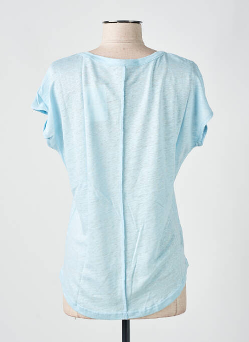 T-shirt col rond manches courtes bleu LAZY & COSY femme
