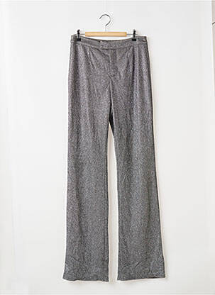 Pantalon droit fermeture zippée sous rabat avec crochet taille normale gris SLA femme