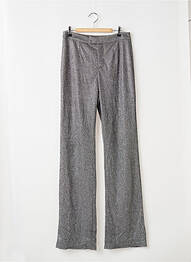 Pantalon droit fermeture zippée sous rabat avec crochet taille normale gris SLA femme