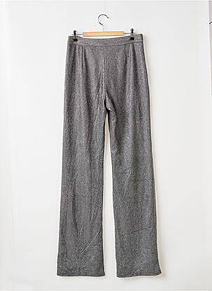 Pantalon droit fermeture zippée sous rabat avec crochet taille normale gris SLA femme