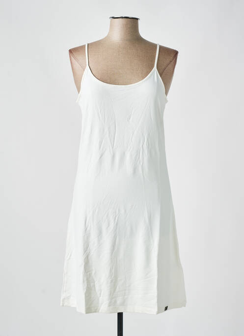 Robe mi-longue coupe cintrée fines bretelles blanc NÜ femme