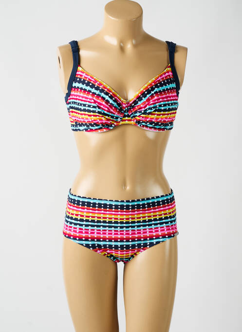 Maillot de bain 2 pièces stretch haut soutien-gorge emboitant bleu SUNMARIN femme