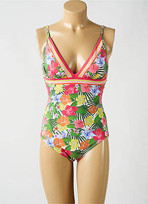 Maillot de bain 1 pièce stretch haut soutien-gorge moulé vert OLYMPIA femme