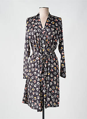 Robe de chambre col v noir VANIA femme