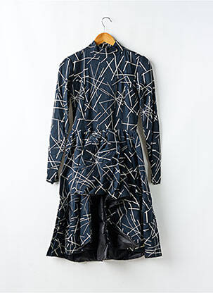 Robe mi-longue imprimé fantaisie manches longues bleu SANS MARQUE femme