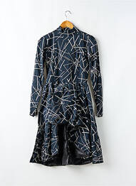 Robe mi-longue imprimé fantaisie manches longues bleu SANS MARQUE femme