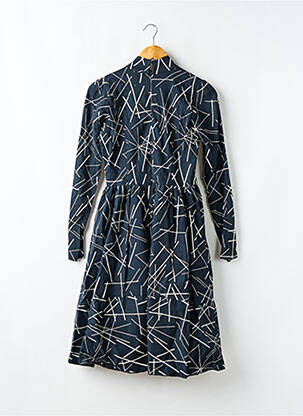 Robe mi-longue imprimé fantaisie manches longues bleu SANS MARQUE femme