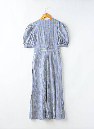 Robe longue tissage popeline manches courtes bleu ISANEA femme