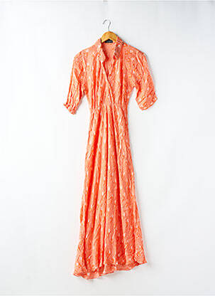 Robe longue manches courtes manches courtes orange ADAMA femme