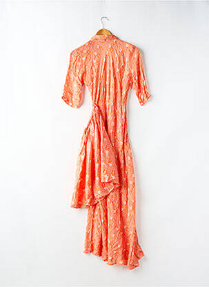 Robe longue manches courtes manches courtes orange ADAMA femme