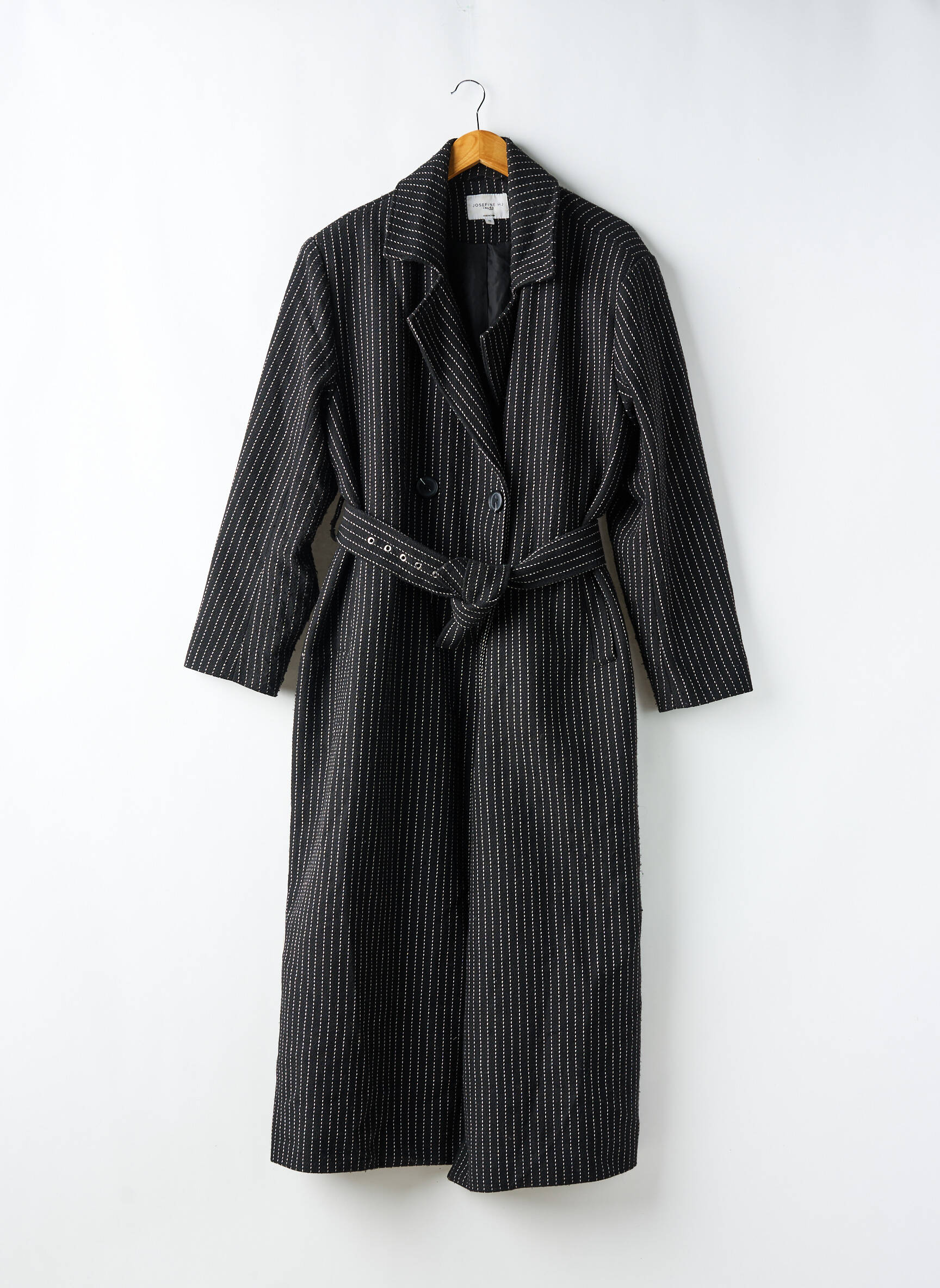 Manteau Long Coupe Cintrée Noir Josephine Hj X Na-kd Femme